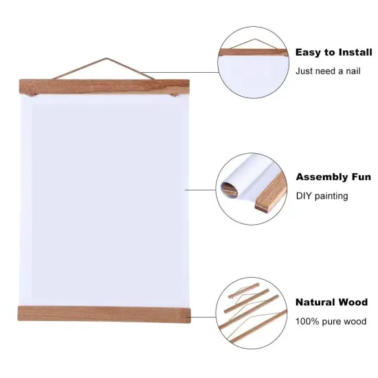 8" Magnetic Poster Frame, Wooden Photo Frame, Picture Artwork Canvas Hanger, for Home Decoration Wall, Upgraded Version Magnetic Teak Wood (Size:21cm/8.27inch) {5}
