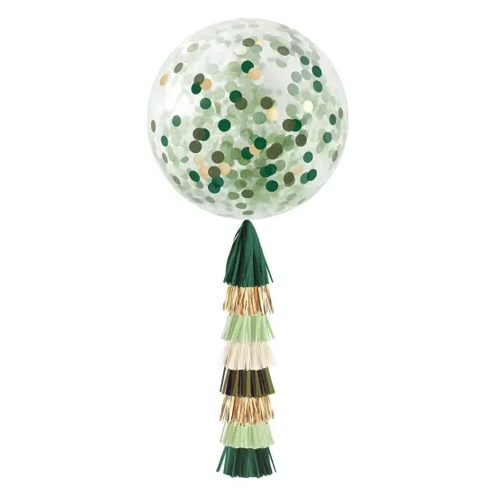Jumbo Confetti Balloon & Tassel Tail - Emerald Green {1}