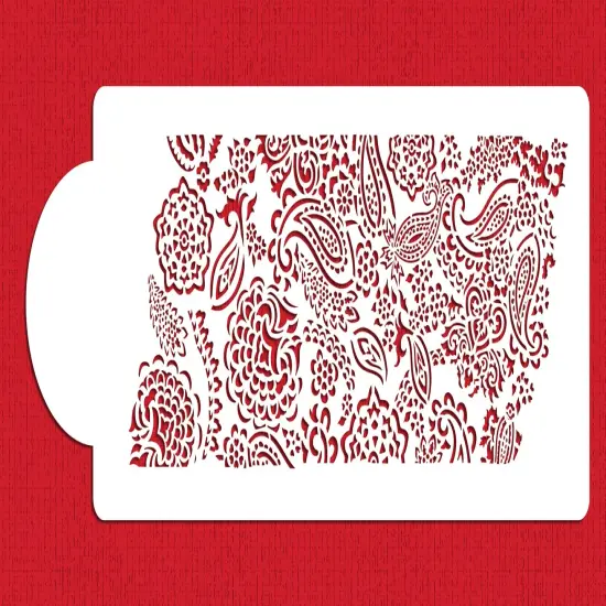 Ted Scutti's Intricate Paisley Cake Stencil Side | Cake Decorating Tools | Baking Stencils for Royal Icing, Airbrush, Dusting Powder | Reusable Plastic Food Grade Stencil for Cakes | Easy to Use & Clean Cake Stencil | C968 by Designer Stencils {1}