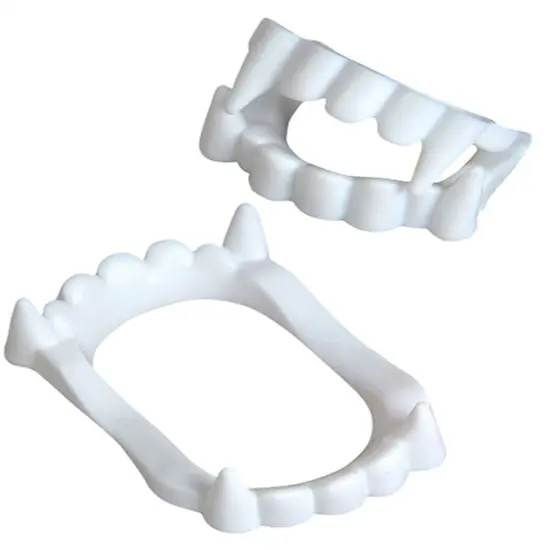 Set of 12 White Economy Plastic Costume Accessory Vampire Werewolf Fangs Teeth {1}
