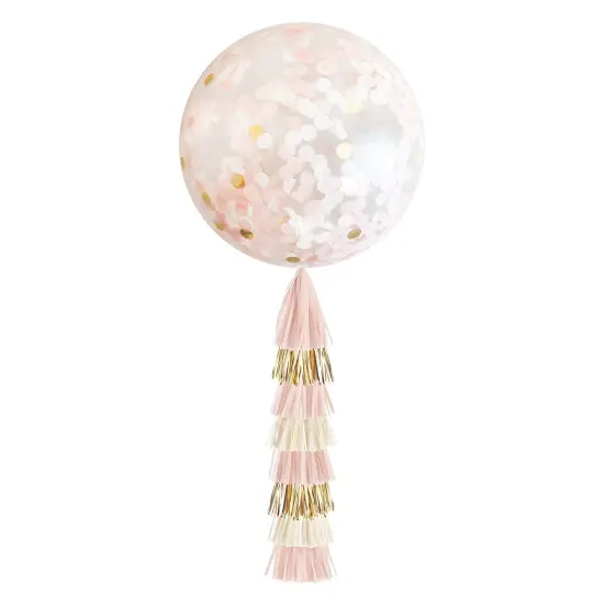Jumbo Confetti Balloon & Tassel Tail - Blush & Gold {1}