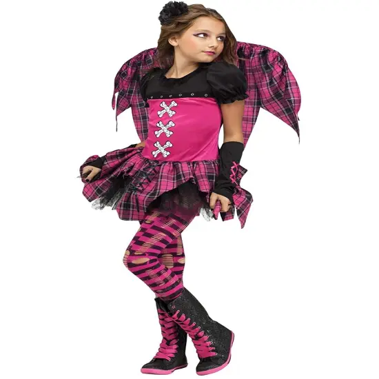 Punk Rock Pink Plaid Fairy Girl's Costume {1}