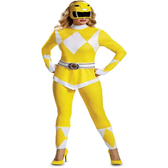 Adult's Womens Mighty Morphin Power Rangers Yellow Ranger Deluxe Costume {1}