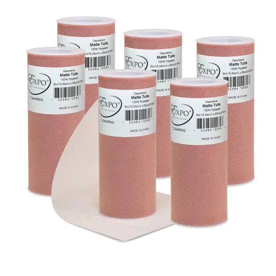 Pack of 6 Decorative Matte Tulle Spool of 6 Inch X 25 Yards Pink {2}