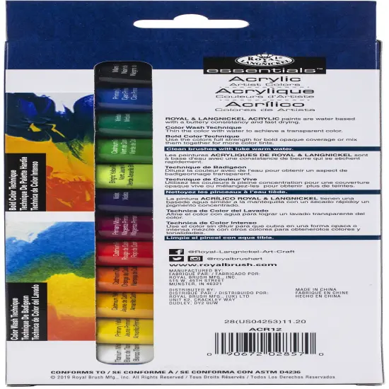 Royal & Langnickel(R) essentials(TM) Acrylic Paints 12ml-12/Pkg {3}
