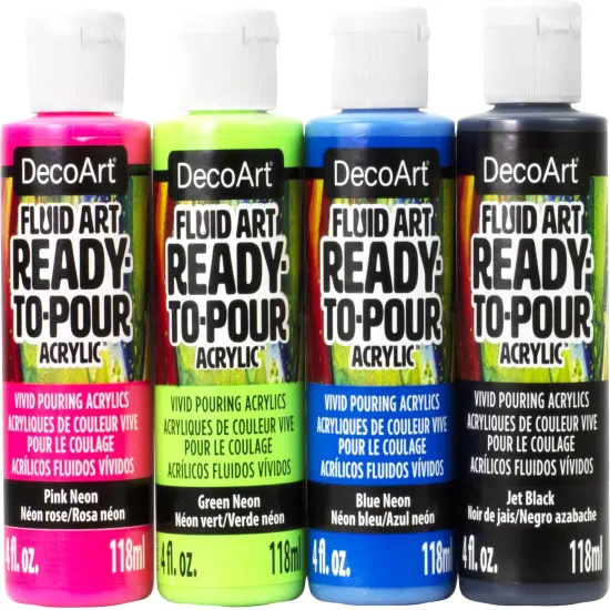 DecoArt FluidArt Paint Pouring Value Pack 4/Pkg-Neon Blast {3}