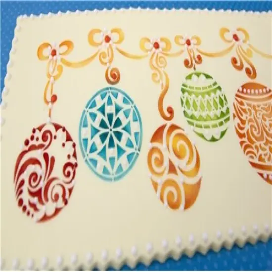 Christmas Ball Swag Cake Stencil | C871 by Designer Stencils | Cake Decorating Tools | Baking Stencils for Royal Icing, Airbrush, Dusting Powder | Reusable Plastic Food Grade Stencil for Cakes | Easy to Use & Clean Cake Stencil {4}