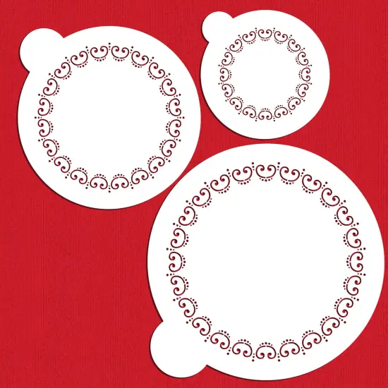 Victorian Circle Border Cake & Cookie Stencil Set | C933 by Designer Stencils | Cake Decorating Tools | Baking Stencils for Royal Icing, Airbrush, Dusting Powder | Reusable Plastic Food Grade Stencil for Cakes & Cookies | Easy to Use & Clean Stencil {1}
