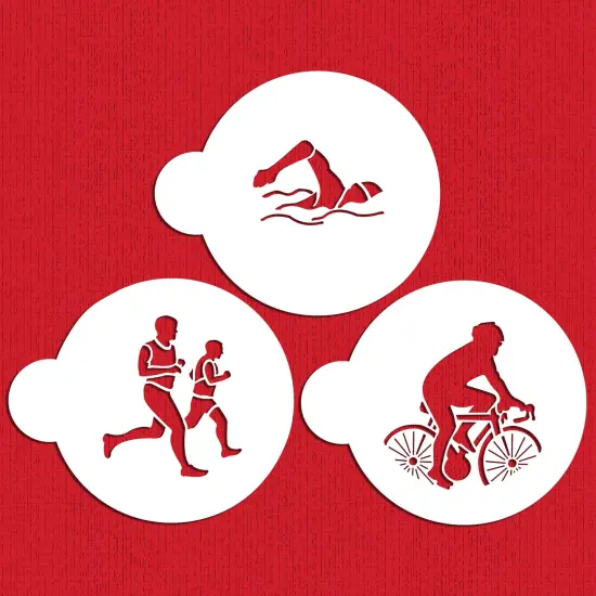 Triathlon Cookie Stencil Set | C873 by Designer Stencils | Stencils for Royal Icing, Airbrush, Dusting Powder | {1}