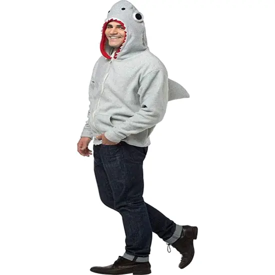 Adult's Classic Gray Shark Hoodie Costume {1}