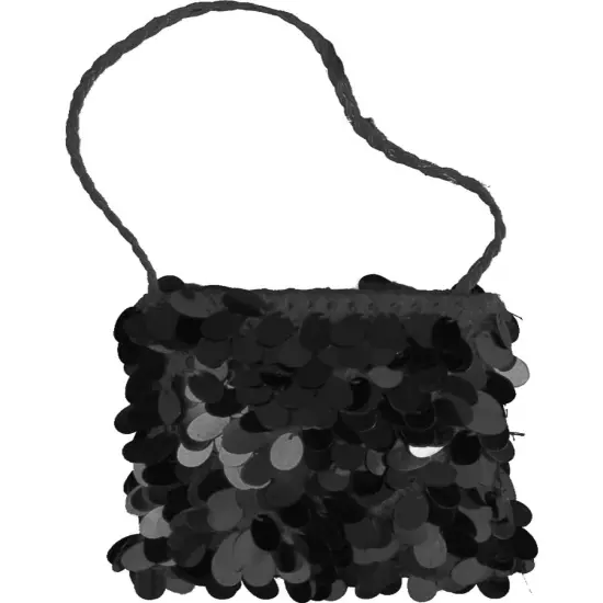 Black Sequin Flapper Roaring 20s Costume Accessory Hand Bag Purse {1}