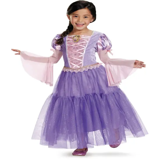 Child's Girls Disney Princess Deluxe Rapunzel Tangled Ball Gown Dress Costume {1}