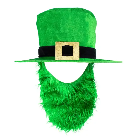 Irish Hat and Beard - Green Leprechaun Top Hat and Beard St Patricks Day Costume Accessories {2}