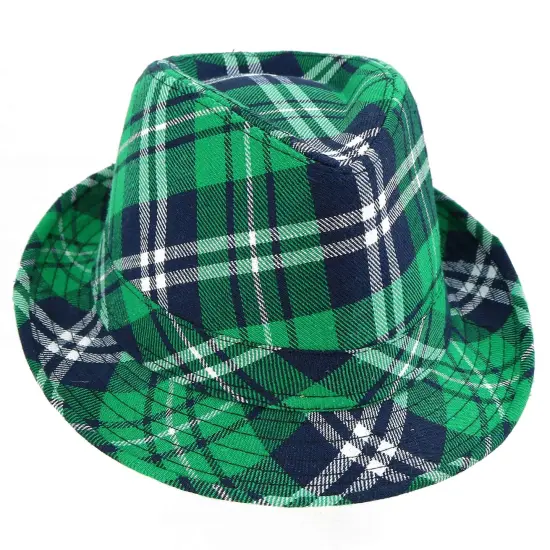 Irish Plaid Green Fedora - St. Patrick's Day Costume Accessories Leprechaun Hat for Men Women and Kids {3}