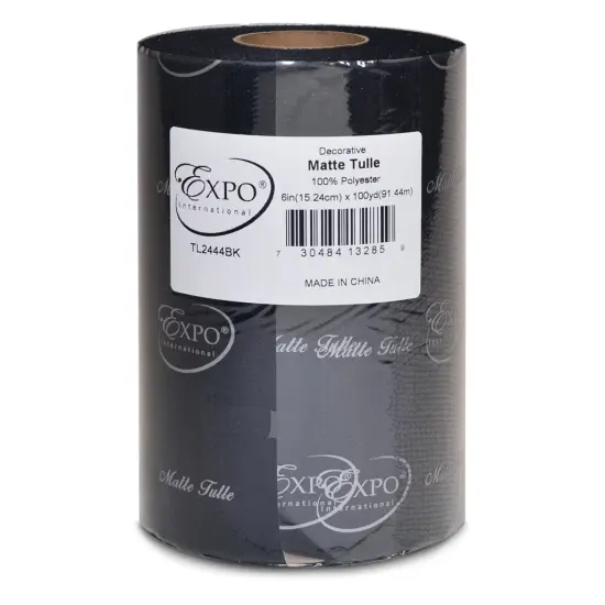 Decorative Matte Tulle Spool of 6 inch X 100 yards Black {1}