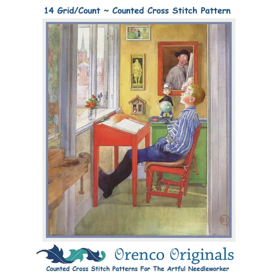 Scandinavian Carl Larsson's Ulf Homework Counted Cross Stitch Chart Pattern {1}