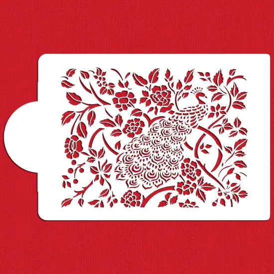 Floral Tree Peacock Cake Stencil Side | Cake Decorating Tools | Baking Stencils for Royal Icing, Airbrush, Dusting Powder | Reusable Plastic Food Grade Stencil for Cakes | Easy to Use & Clean Cake Stencil | C959 by Designer Stencils {1}