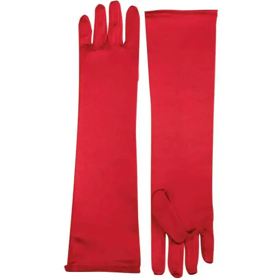 Adult Red Elbow Length Princess Costume Long Satin Dress Gloves {1}