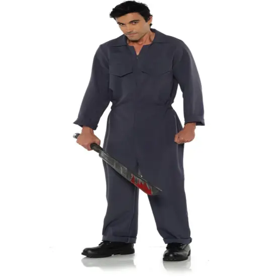Men's Horror Slasher Icon Villain Legend Grey Boiler Suit Costume {1}