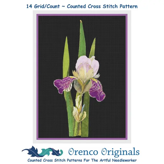 Purple Iris Flowers by Mary Delany Counted Cross Stitch Pattern {1}