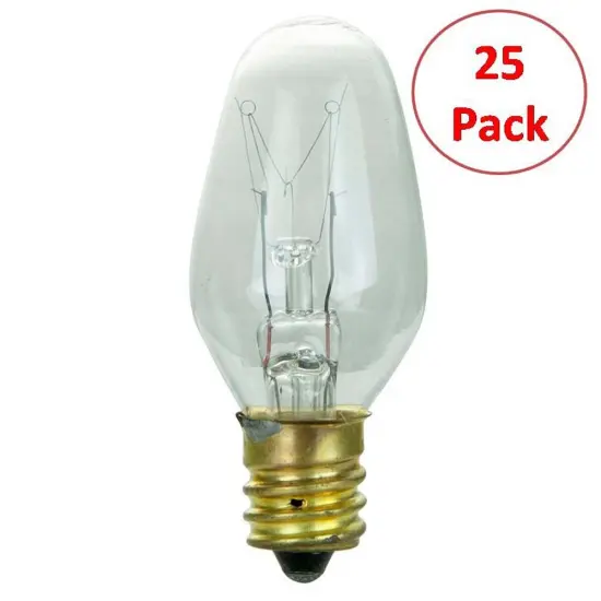 25Pk - Sunlite 10w C7 120v E12 Candelabra Base Clear Incandescent Salt Bulb Warm White {1}