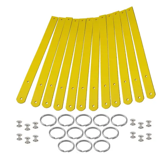 Blank Leather Keyrings 12 Pack &ndash; Pre-Cut Blanks with Hardware for Hot, Foil Stamping & Engraving Yellow {2}
