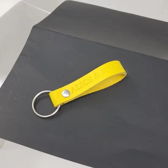 Blank Leather Keyrings 12 Pack &ndash; Pre-Cut Blanks with Hardware for Hot, Foil Stamping & Engraving Yellow {6}