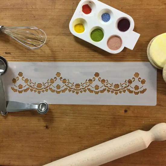 Scallop Cake Stencil Border by Zoe Clark | Cake Decorating Tools | Baking Stencils for Royal Icing, Airbrush, Dusting Powder | Reusable Plastic Food Grade Stencil for Cakes | Easy to Use & Clean Cake Stencil | C972 by Designer Stencils {3}