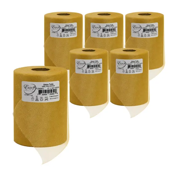 Premium Shiny Tulle Spool of 6-inch X 100 Yards Light Gold {2}