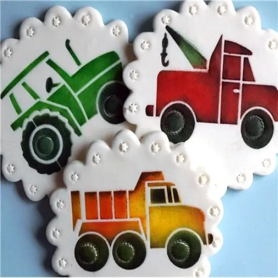 Trucks Cookie Stencil Set | C923 by Designer Stencils | Cookie Decorating Tools | {2}