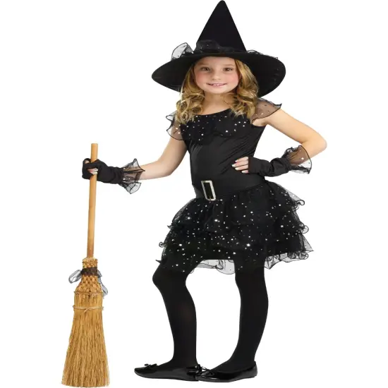 Black Glitter Witch Girl's Costume {1}