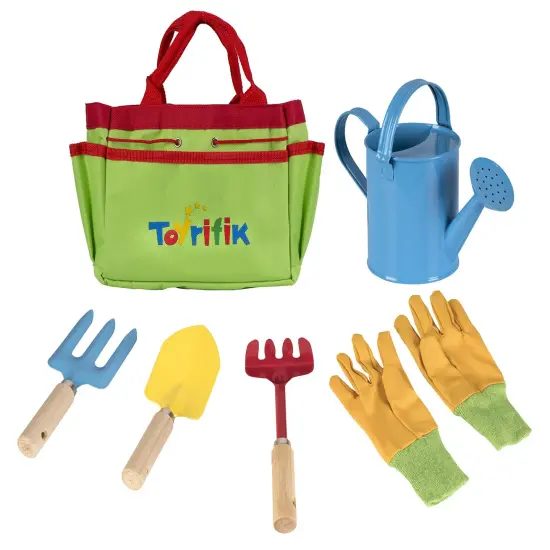Little Gardener Tool Set With Garden Tools Bag For Kids Gardening - Kit Includes Watering Can, Children Gardening Gloves, Shovel, Rake, Fork And Garden Tote Bag-Children Gardening All In One Kit {1}