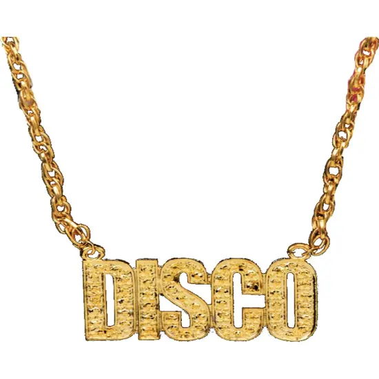 Funky 70s Gold Disco Chain Necklace Costume Accessory {1}