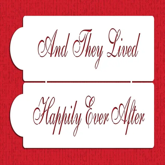 Happily Ever After Cake Stencil | C943 by Designer Stencils | Cake Decorating Tools | Baking Stencils for Royal Icing, Airbrush, Dusting Powder | Reusable Plastic Food Grade Stencil for Cakes | Easy to Use & Clean Cake Stencil {1}