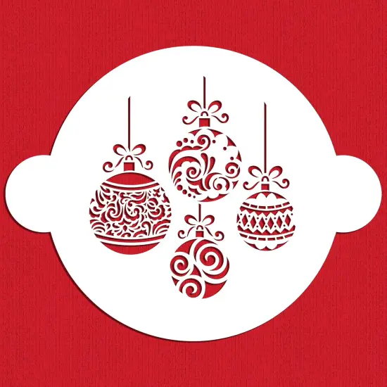 Christmas Balls Cake Stencil Top | Cake Decorating Tools | Baking Stencils for Royal Icing, Airbrush, Dusting Powder | Reusable Plastic Food Grade Stencil for Cakes | Easy to Use & Clean Cake Stencil | C928 by Designer Stencils {2}