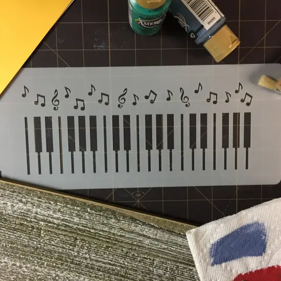 Piano Keys Cake Stencil | C951 by Designer Stencils | Cake Decorating Tools | Baking Stencils for Royal Icing, Airbrush, Dusting Powder | Reusable Plastic Food Grade Stencil for Cakes | Easy to Use & Clean Cake Stencil {2}