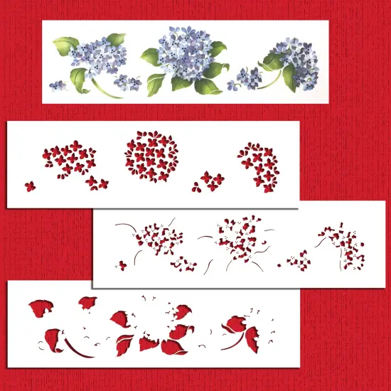 Multi-Layer Painted Hydrangeas Cake Stencil | C936 by Designer Stencils | Stencils for Royal Icing, Airbrush, Dusting Powder | {1}
