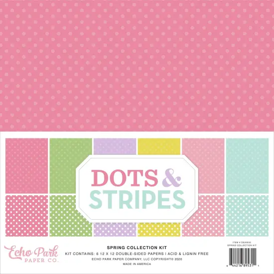 Echo Park Double-Sided Collection Pack 12"X12" 12/Pkg-Dots/Stripes, Spring {1}