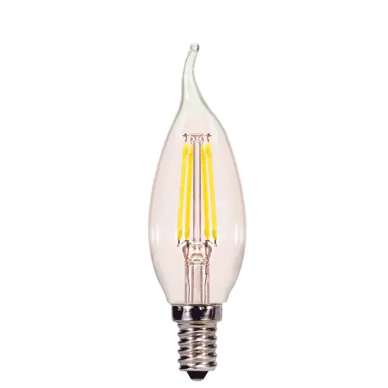 Satco 4w CA11 Flame LED Filament E12 Candelabra base 350Lm 2700K Dimmable Bulb {1}