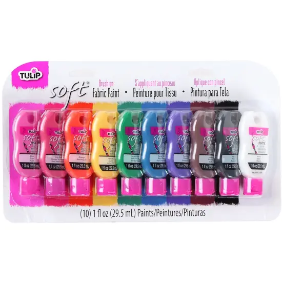 Tulip Soft Brush On Fabric Paint 1oz 10/Pkg-Assorted {1}