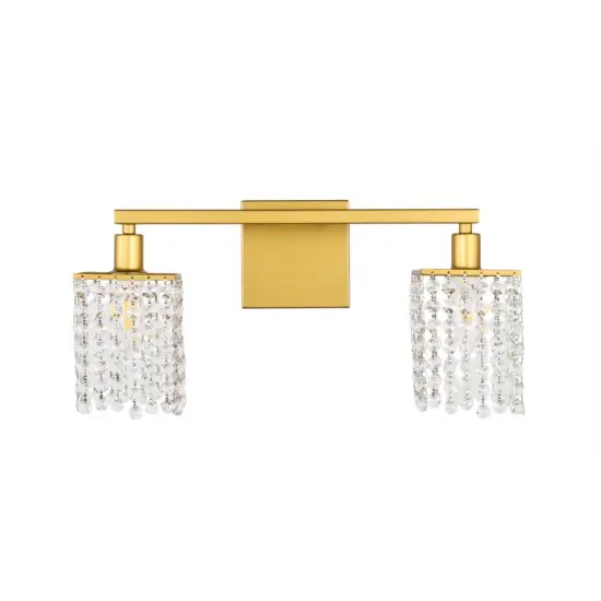 Phineas 2 light Brass and Clear Crystals wall sconce {3}