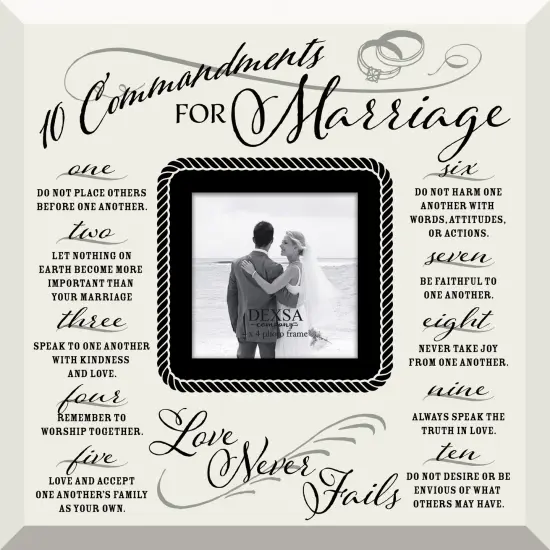 Dexsa Ten Commandments For Marriage Glass Photo Frame with Easel 12"x12" {1}