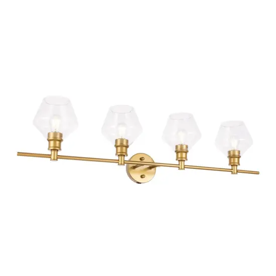 Gene 4 light Brass and Clear glass Wall sconce {4}