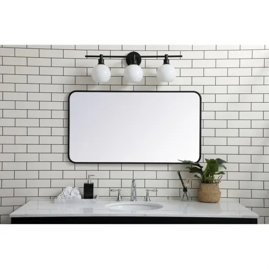 Soft corner metal rectangular mirror 22x40 inch in Black {3}