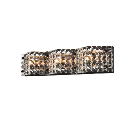 Tate 3 light bath sconce in black with clear crystals {3}