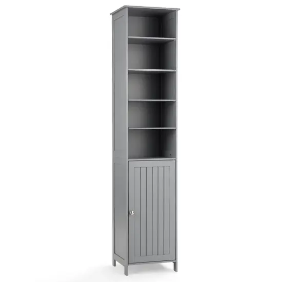 72" Free Standing Tall Floor Bathroom Storage Cabinet with Adjustable Shelves Grey {1}