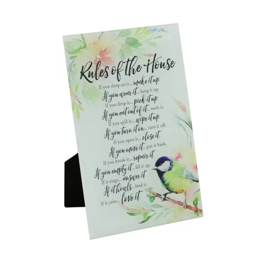 Dexsa Rules of the House Glass Plaque with Easel - 6"x9" {1}