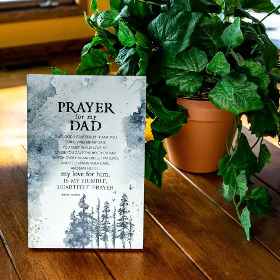Dexsa Prayer For My Dad Wood Plaque with Easel and Hanger 6 inches x 9 inches {2}