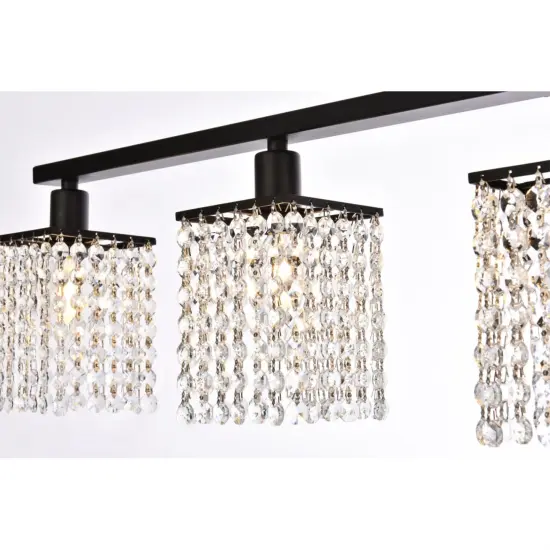 Phineas 5 lights bath sconce in black with clear crystals {4}