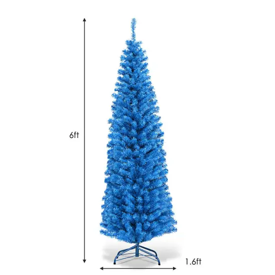 6 Feet Unlit Pencil Slim Tree Artificial Christmas Tree {4}